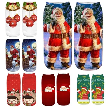

Casual Work Business Socks 3D Christmas Santa Elk Printing Medium Sports Socks