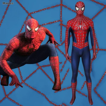 

Spider-Man 2 Cosply Peter Parker Costume Spiderman Tobey Maguire Superhero Bodysuit Zentai Hallwoeen Adult Spandex Costumes
