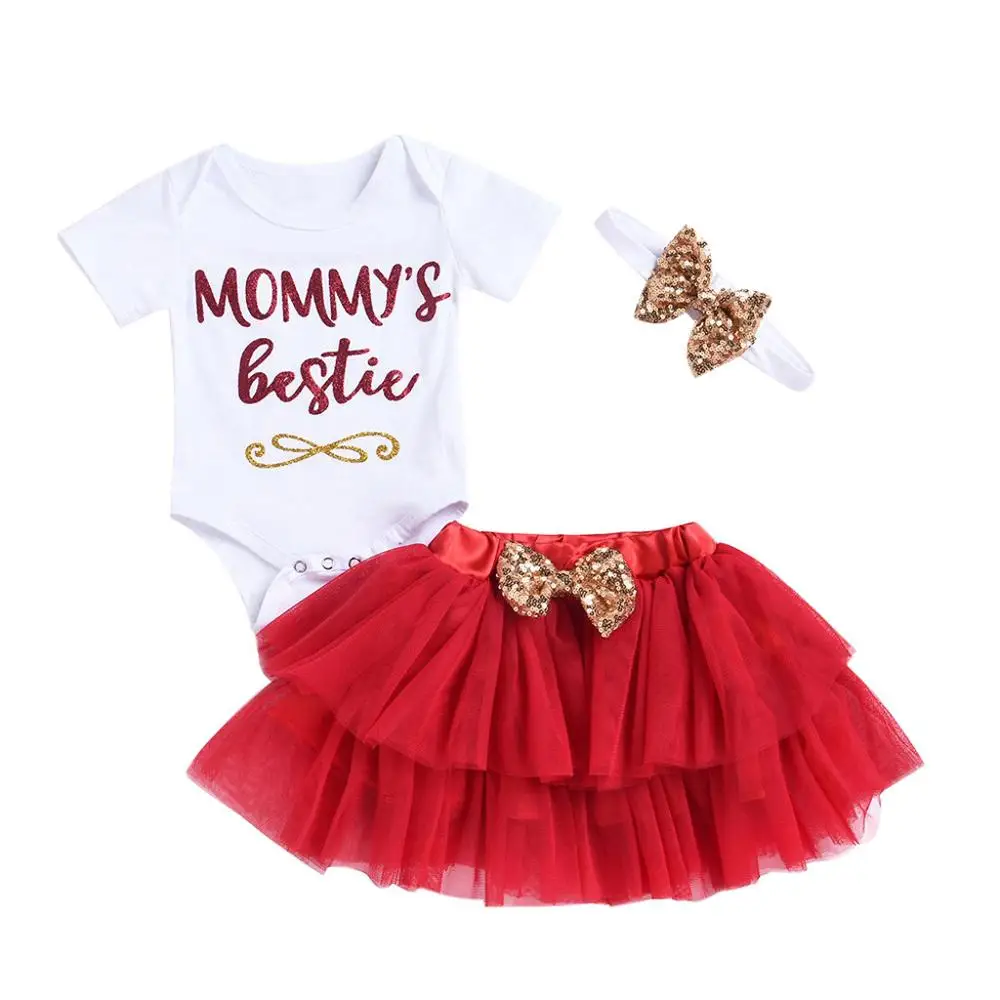 

3Pcs New Baby Girls Tutu Skirt Baby Girls Clothing Set Newborn Infant Letter Romper Skirt Outfits roupa infantil 9.26