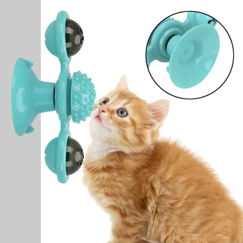 

Cat Play Game Toys Pet Kitten Interactive Ball Toys Windmill Toys For Cats Puzzle Training Whirling Turntable With Brush