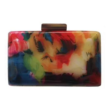 

Women Acrylic Flower Print Evening Bag Party Purse Dinner Clutch Bridal Handbag 35EF