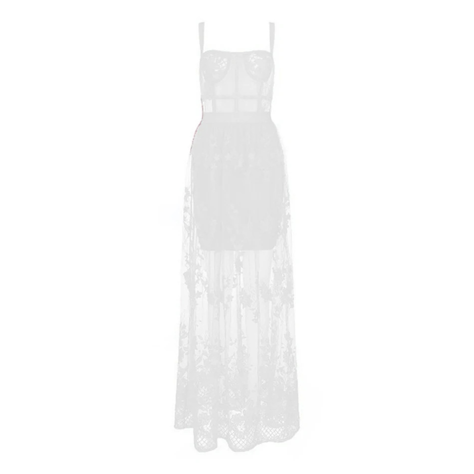 Ailigou2019 осеннее женское длинное Бандажное платье в пол, вечерние платья знаменитостей, сексуальное облегающее платье, кружевное платье с цветочным узором