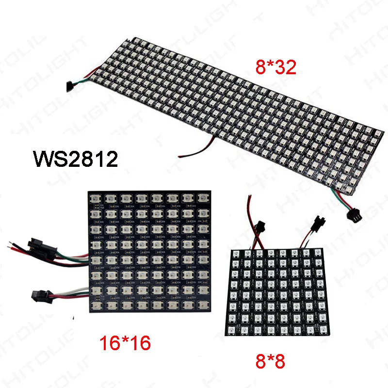 WS2812B панельный экран; 8*8/16*16/8*32 пикселей DC5V полноцветный 256 пикселей цифровой программируемый адресуемый светодиодный экран