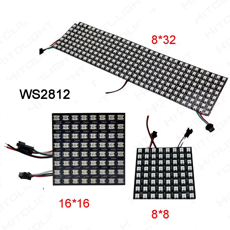 Оптовая продажа панель WS2812B 8*8/16*16/8*32 пикселей 5 в постоянного тока полный цвет 256