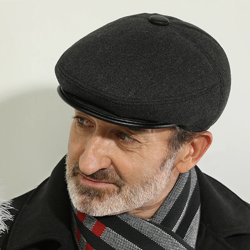 Cappello da strillone invernale con paraorecchie berretto cappello da papà  cappelli caldi invernali per uomo anziano berretto piatto cappello di mezza  età e anziani|Men's Newsboy Caps| - AliExpress