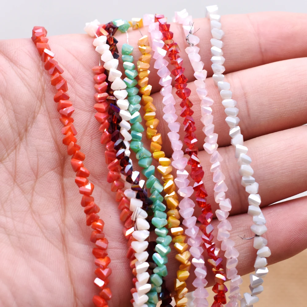 Crystal Beads 38 Color Triangle 4mm 130pcs Loose Glass Beads Jewelry Making DIY Earring Necklace