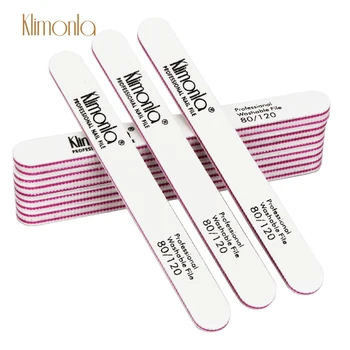 

10Pcs/Lot Klimonla Professional White Nail File 80/120 Grit Sandpaper Manicure Buffer Pedicure Double-sided Straight Files