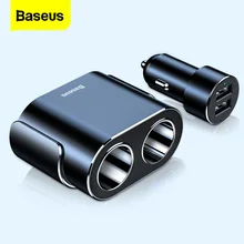 Baseus Cigarette Lighter Splitter 12V Car Charger Dual USB 100W Power Adapter Socket for Auto Vehicle Cigar Jack Splitter in Car