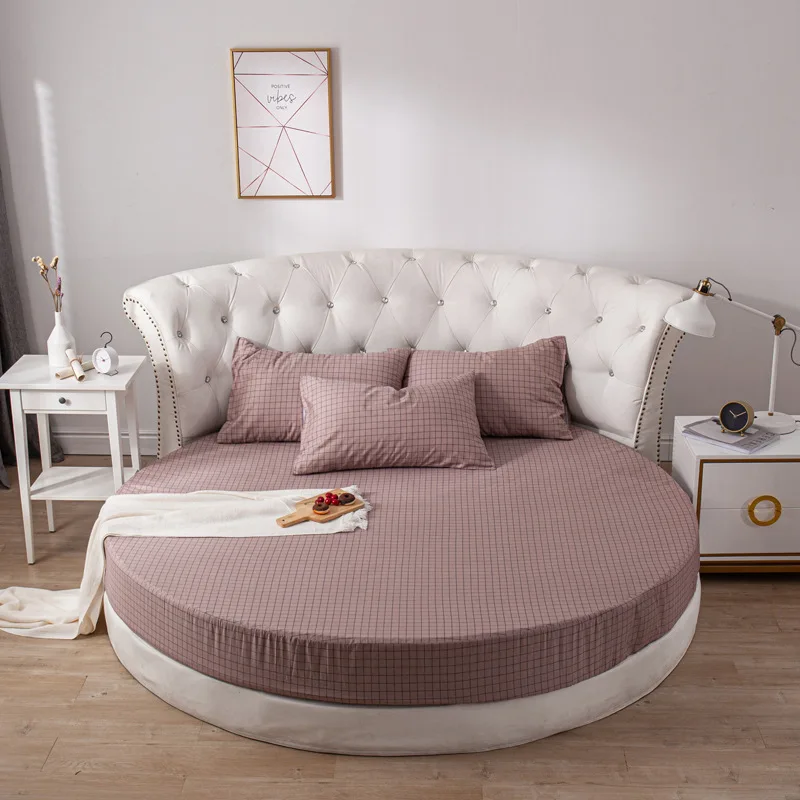 Printing Round Mattress cover 100%cotton Bed sheet fitted sheet with Elastic Themed Hotel Motel Home textiles no pillowcases 6
