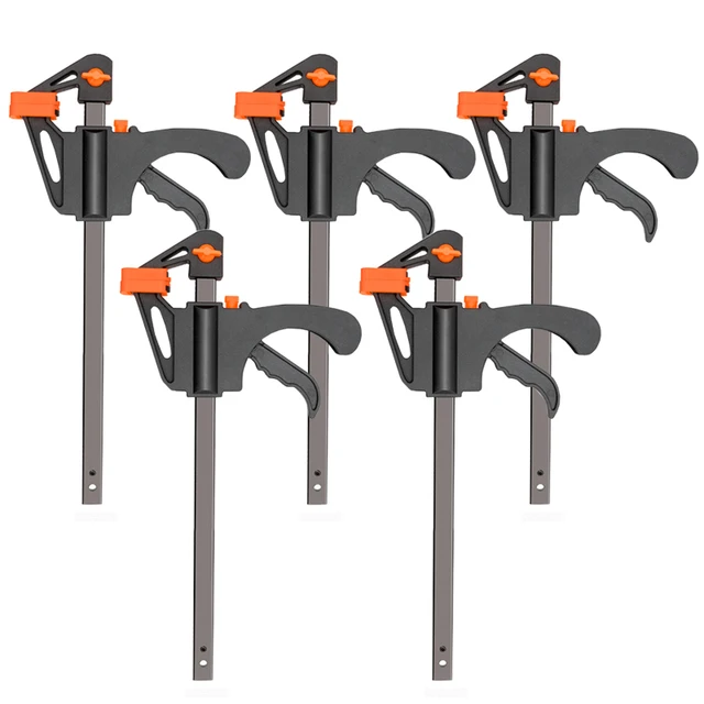 DTBD 4 Inch 2/3/4/5/10Pcs Woodworking Work Bar F Clamp Clip Set Hard Quick Ratchet Release DIY Carpentry Hand Tool Gadget 4Inch 5Pcs