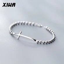 Винтажный женский браслет из бисера с крестом, браслеты из стерлингового серебра 925 пробы для женщин, ювелирный браслет для женщин, свадебные модные ювелирные изделия