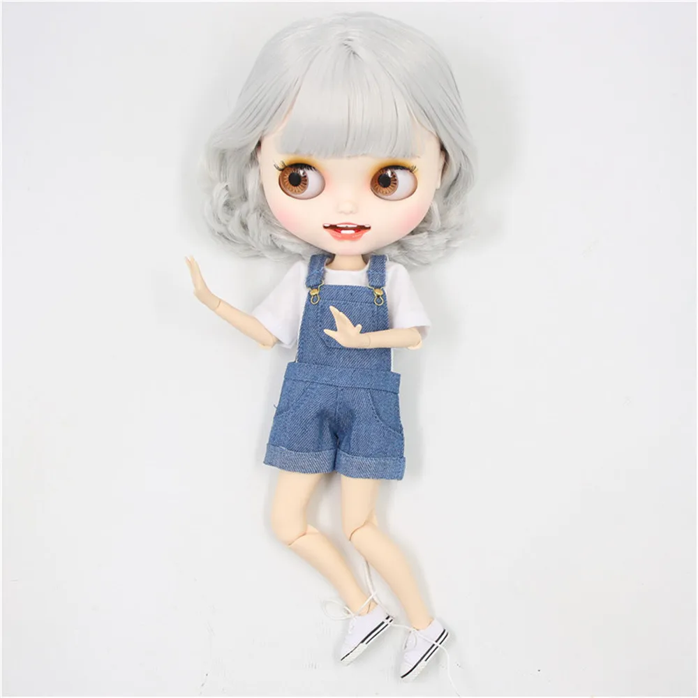 ICY Nude Blyth кукла белая кожа резные губы открытый рот матовые индивидуальные лица сустава тела серые волосы № 1003