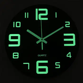 

Luminous Wall Clock Quartz Non Ticking Glow In Dark Wooden Silent Home Decor Large Clock watch Horloge 3D DIY