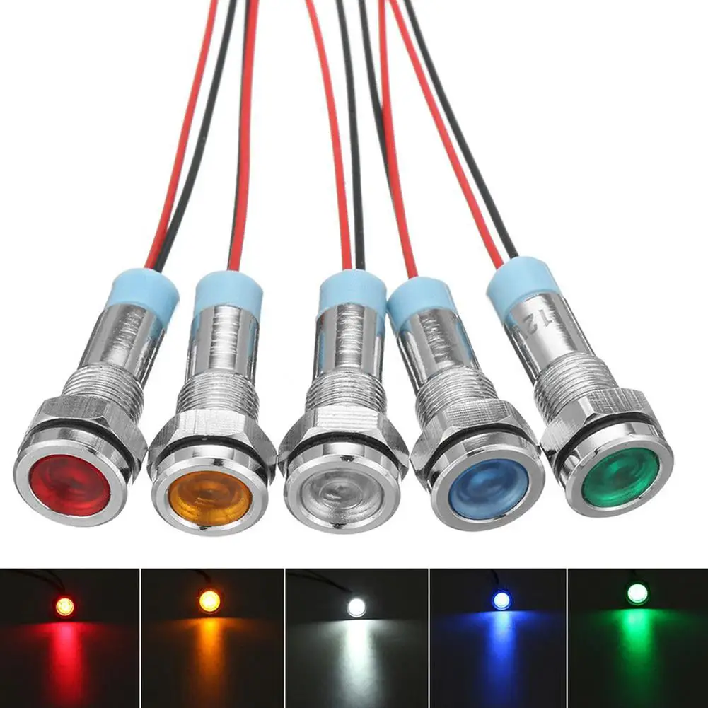 

HiMISS 5pcs Car Boat 12V 6mm LED Indicator Light Dash Dashboard Panel Warning Lamp