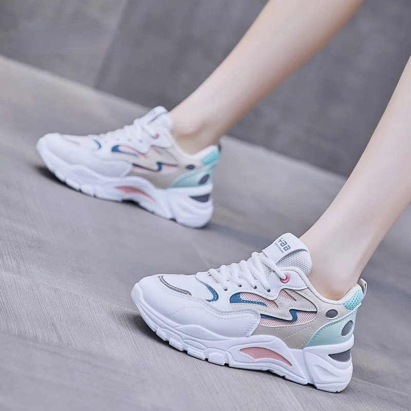 2021 Women's Fashion Platform Sports Shoes Women's Shoes Casual Shoes Chunky White Vulcanized Sports Shoes Shopping Basket Femme