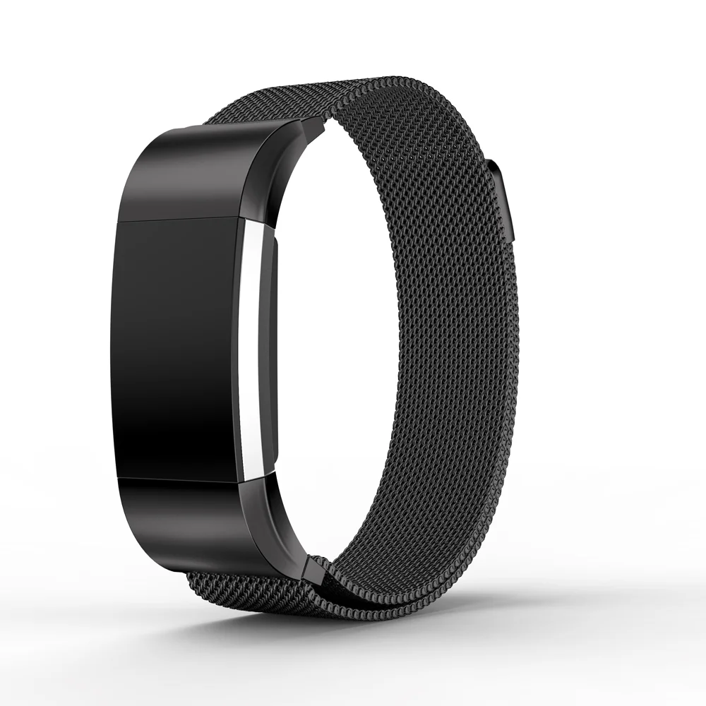 Браслет из нержавеющей стали с металлическим ремешком, для браслета Fitbit charge 2, Миланская петля, магнитный ремешок для Fitbit charge 3, умный Браслет для наручного ремешка - Цвет: Black