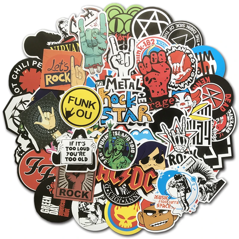 

100Pcs/Lot Rock Sticker Music Retro Band Graffiti JDM Stickers to DIY Guitar Motorcycle Laptop Luggage Skateboard Car Decal Bomb