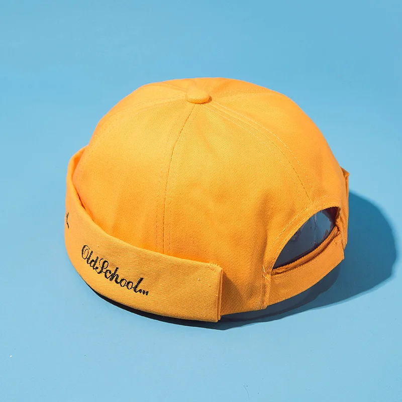 Ретро унисекс Docker Sailor Байкерская кепка мужская Регулируемая Повседневная шапка без полей с черепом однотонная женская весенняя шапка Harajuku 56-58 см - Цвет: yellow