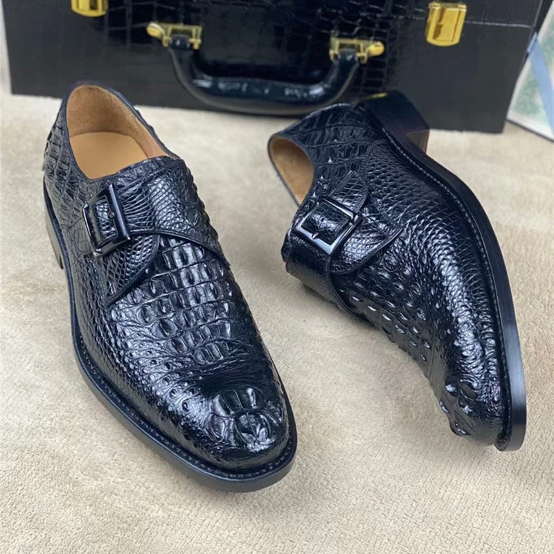 Authentic Exotic Crocodile Skin Handcraft Men's Brown Dress Shoes Genuine  Real True Alligator Leather Buckle Strap Male Loafers - Men's Dress Shoes -  AliExpress