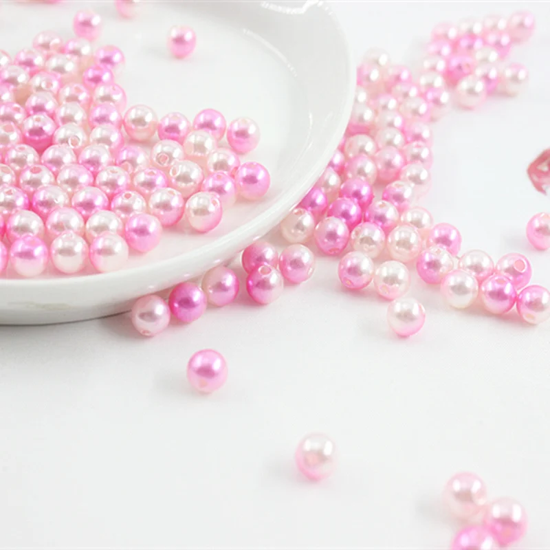 White pink Круглые бусины с двойным отверстием Радужный цвет имитация жемчуга; ожерелье крафтовый браслет ожерелье Изготовление ювелирных изделий коробка для макияжа декоративные бусины - Цвет: White pink