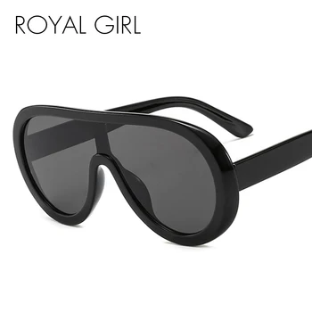 

ROYAL GIRL Classic Oversized Pilot Sunglasses Women Men One Piece Flat Top Sun Glasses Brand Designer Male Goggles UV400 Ss485
