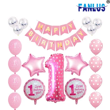 

Foil Balloons Happy Birthday Banner Decorations Birthday Party Baby Girl Balloon Decor Baby Shower Kids Favors Gender Reveal