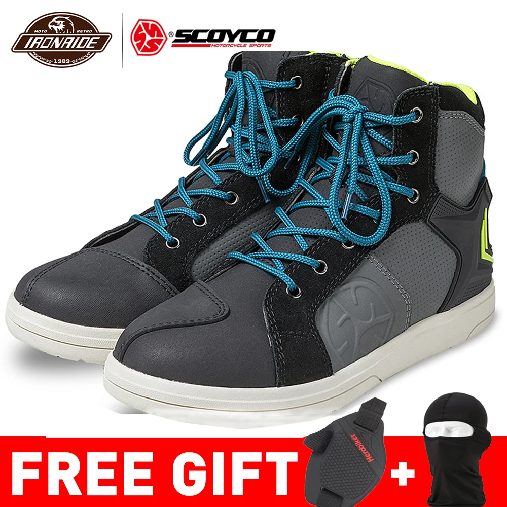 SCOYCO Waterproof Motorcycle Boots Men Motocross Boots Motorbike Moto Botas Moto Casual Motorcycle Shoes