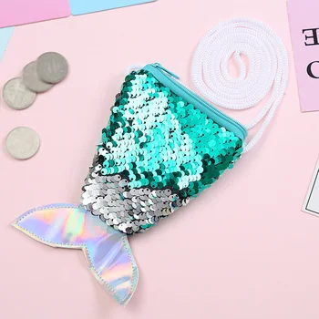 

Cute Sequins Kids Gift Coin Purse Girls Pouch Crossbody Mini Wallet Zipper Fish Tail Shoulder Casual