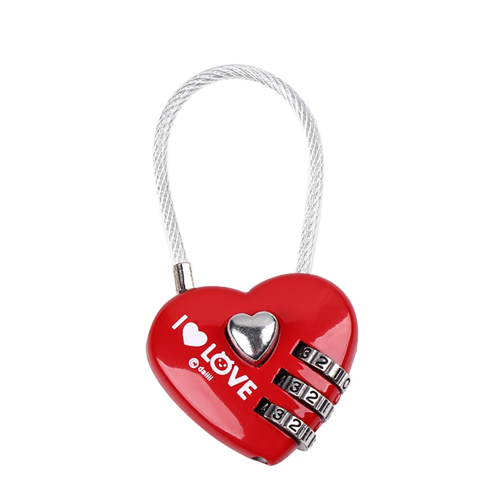 1Pc Mini Luggage Locks 3 Digits Heart Shaped or Love Lock Code Padlock Gift for Zipper Bag Backpack Handbag Drawer Cabinet