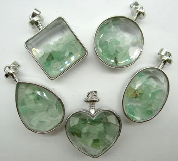 

Natural stone Turquoises Quartz crystal tiger eye irregular gravel stone &glass pendant for diy Jewelry making necklace10pcs