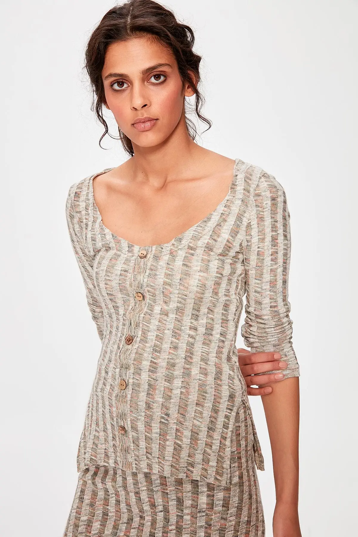 

Trendyol Multicolour Button Knitted Blouse TWOAW20BZ0629