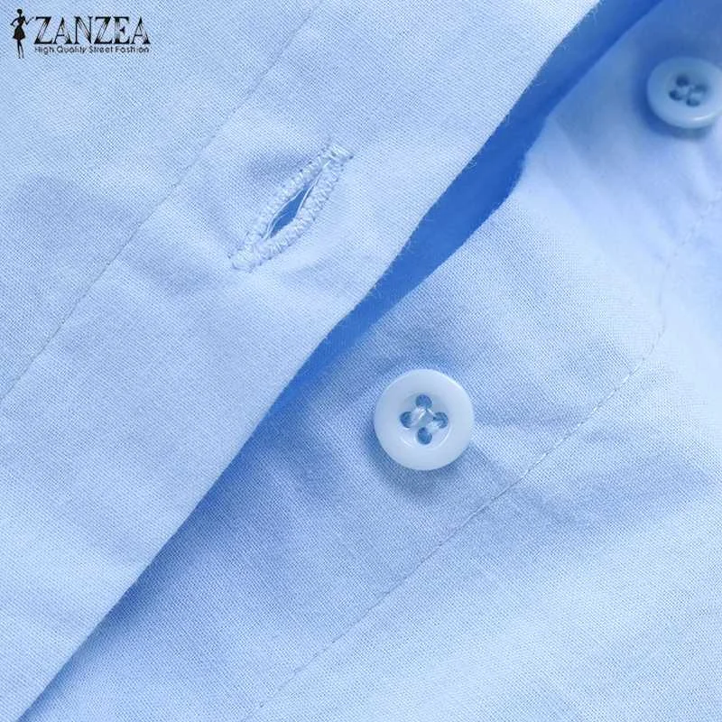 Женские топы и блузки размера плюс, ZANZEA, женские офисные Блузы, винтажные рубашки с цветочным принтом, рубашка с отворотом на шее, Женская туника