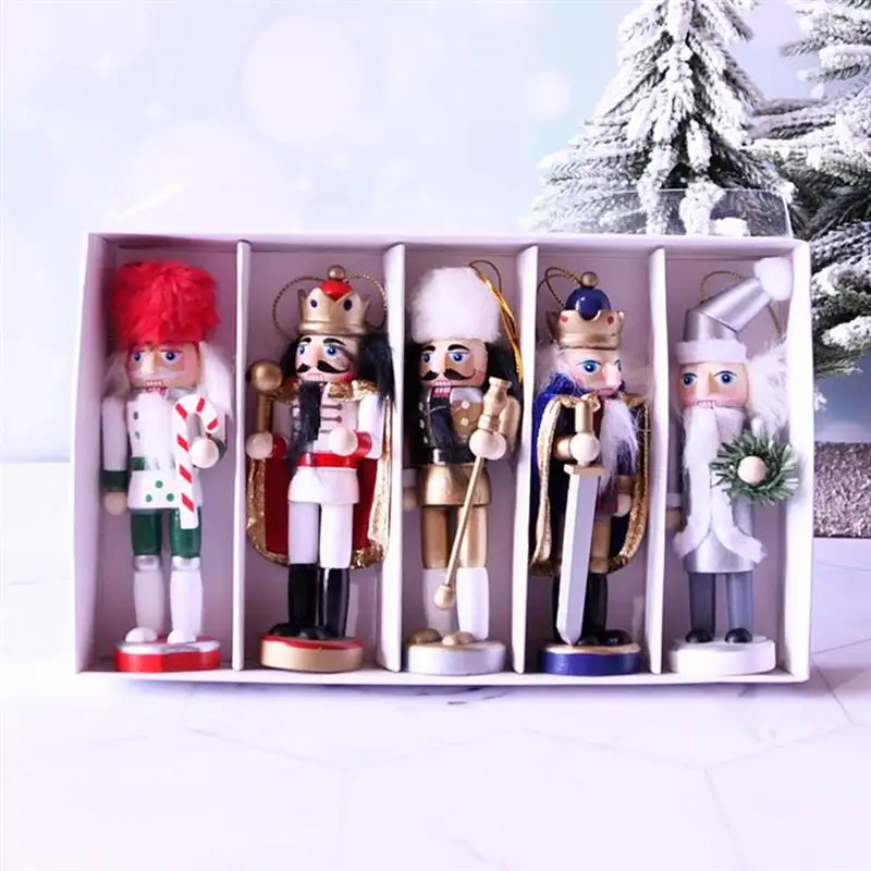 

5pcs Christmas Nutcracker Puppet Decors Indoor Scene Decor Xmas Puppet Decors