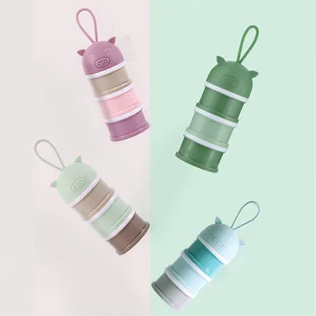 

3 Layer Portable Baby Food Storage Box Essential Cereal Cartoon Milk Powder Boxes Toddler Kids Formula Milk Container Dispenser