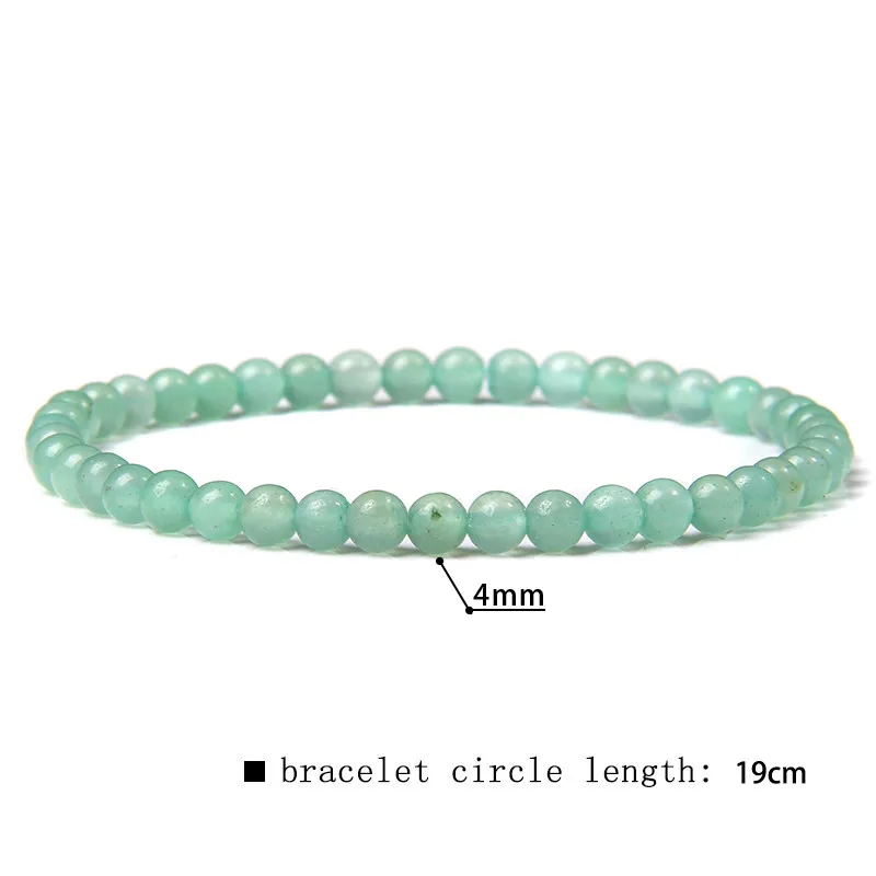 4Mm Ronde Natuursteen Armbanden Voor Vrouwen Mannen Groen Blauw Mini Kralen Armband Cat Eye Agaat Fluoriet Reiki Meditatie sieraden