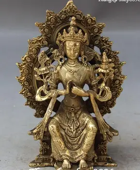 

Tibet Buddhism Carving Seat Maitreya Bodhisattva Goddess Buddha Statue