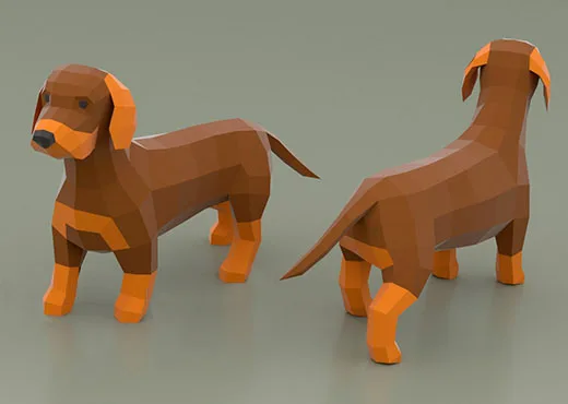 

Geometric Dachshund Animal 3D Handmade DIY Paper Model Decoration Creative Ornaments Wall Hanging Living Room