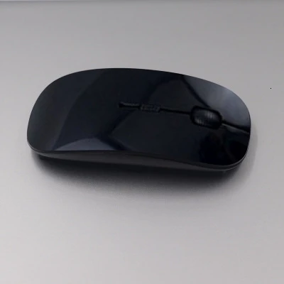 CHUYI, беспроводная оптическая мышь, USB, для ноутбука, офисная, Ganming, ультра-тонкая мышь, 2,4 г, приемник, супер тонкий, Mause, для ПК, компьютерных мышей - Цвет: Черный
