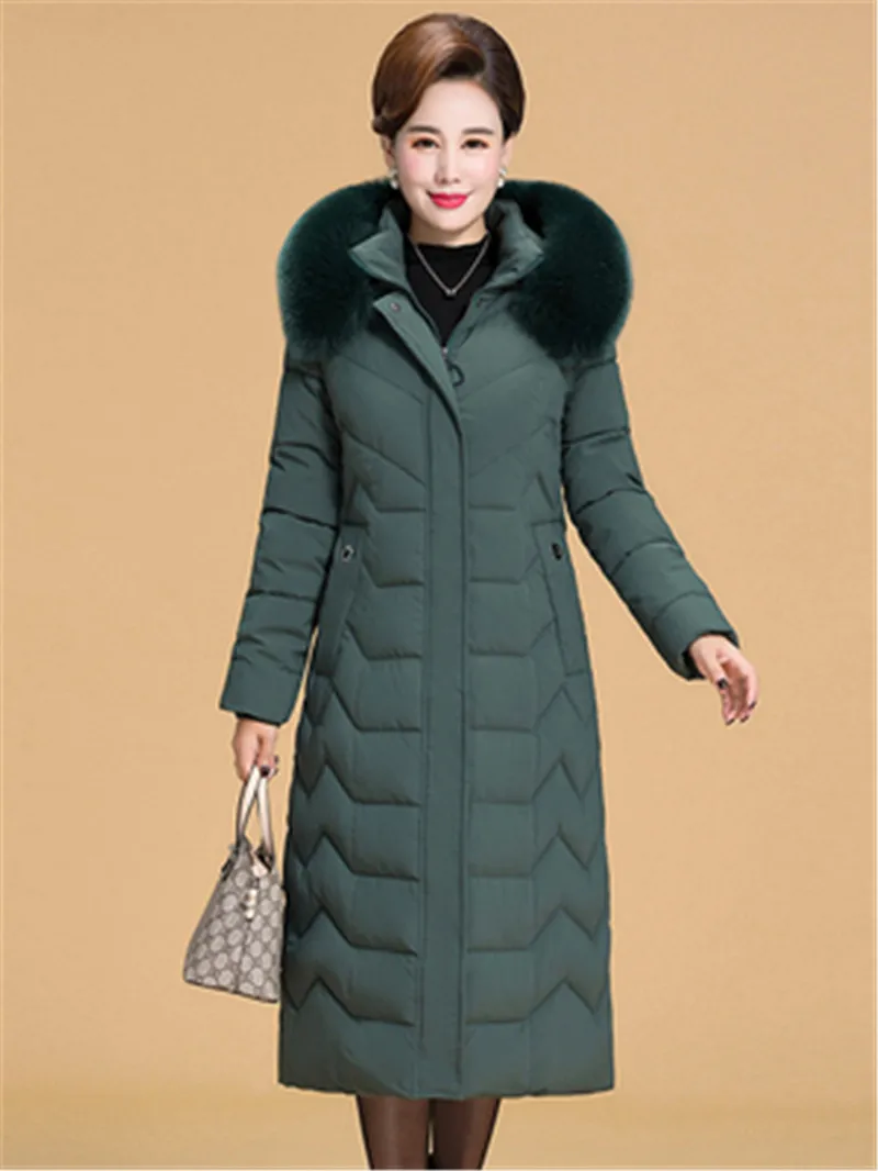 Теплая зимняя женская куртка больших размеров 5XL 6XL, женские длинные парки с капюшоном и меховым воротником, приталенная женская пуховая хлопковая куртка, зимнее пальто