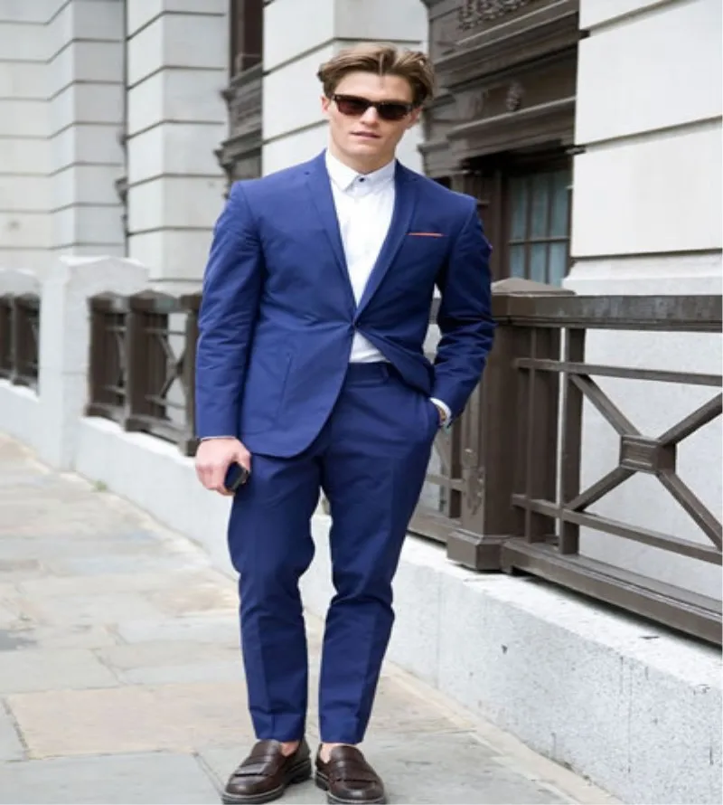

Blue Ball Classic Design 2020 Groom Trend Slim Comfortable Men's Suit Jacket Pants Wedding Dress 2 Piece SuitsSet Custom