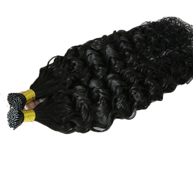 Russian Mongolian I Tip Hair Extensions Virgin Human Hair Natural Wave 16-24 Inch Stick Tip Extensions Pre Bonded