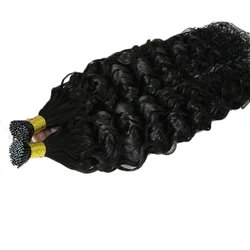 Russian Mongolian I Tip Hair Extensions Virgin Human Hair Natural Wave 16-24 Inch Stick Tip Hair Extensions Pre Bonded Hair