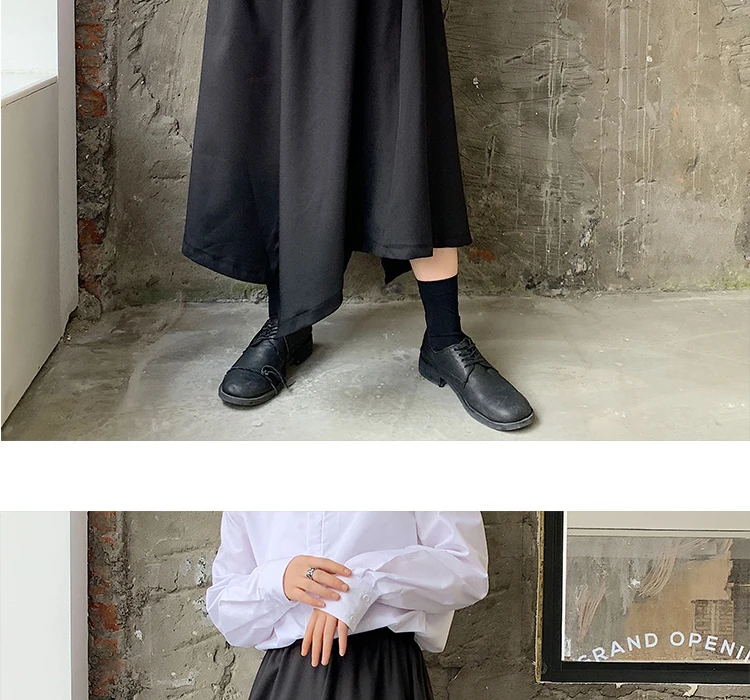 Мужская Уличная Хип-хоп готический панк Япония Кимоно брюки сценическая одежда для мужчин неправильный дизайн свободные юбки брюки