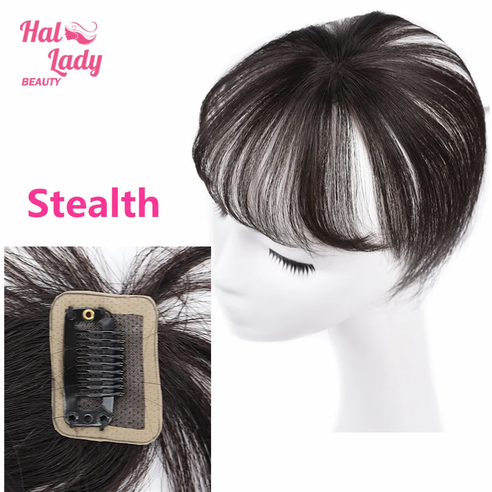 Halo Lady Beauty-Cabello humano brasileño 360 Invisible, sin costuras, con flequillo de encaje transparente, Clip en explosión de aire, con flecos, no remy
