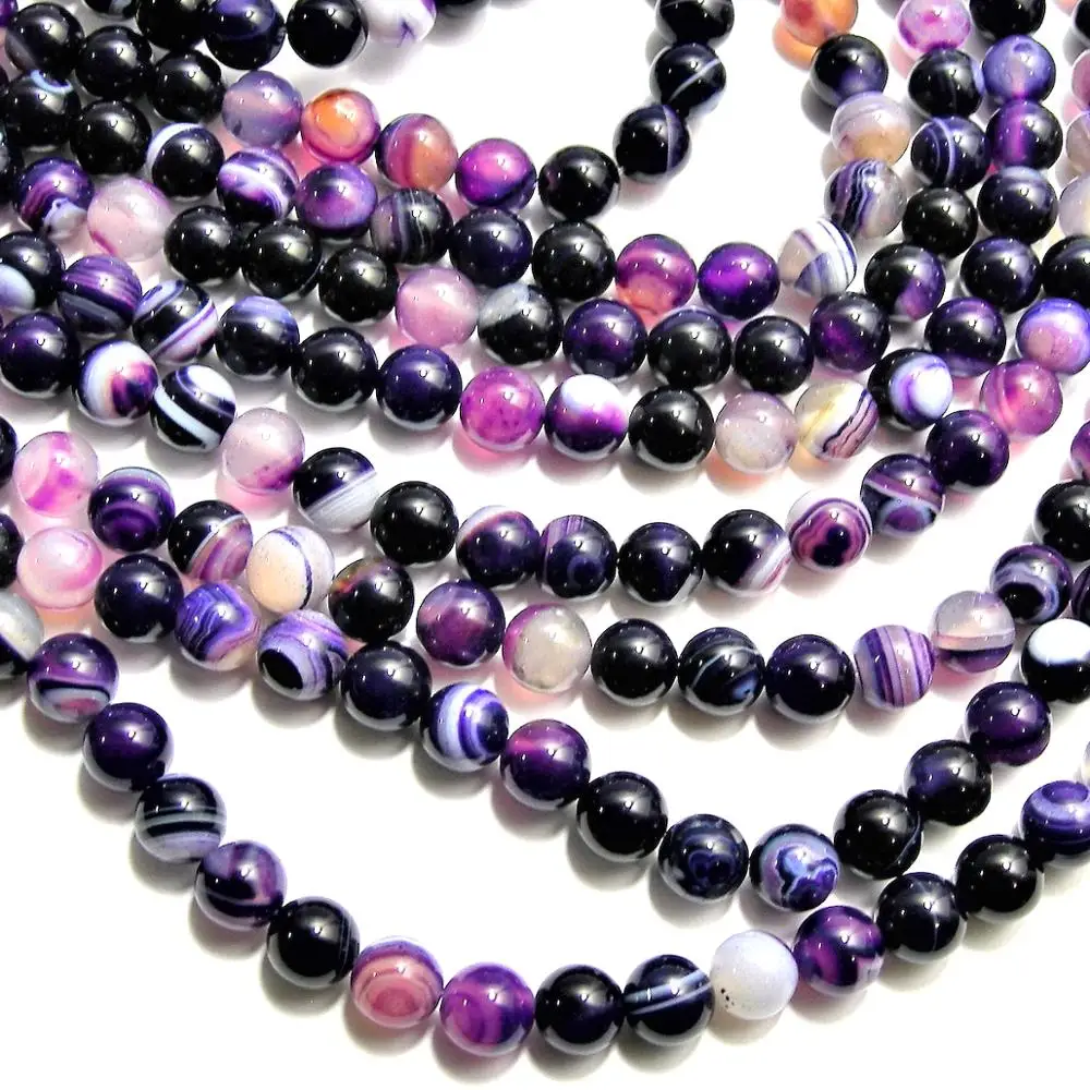 Natural Stone Smooth Purple Agates Beads 4-12mm U Pick size Sold By Strand for Jewelry Making | Украшения и аксессуары