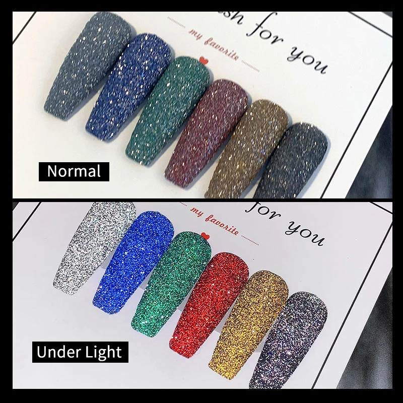 Nail Powder 1Box Sparkling Diamond Nail Powder Laser Silver Reflective Nail Glitter Dust Fine Shiny Pigment Holographic Art Decorations