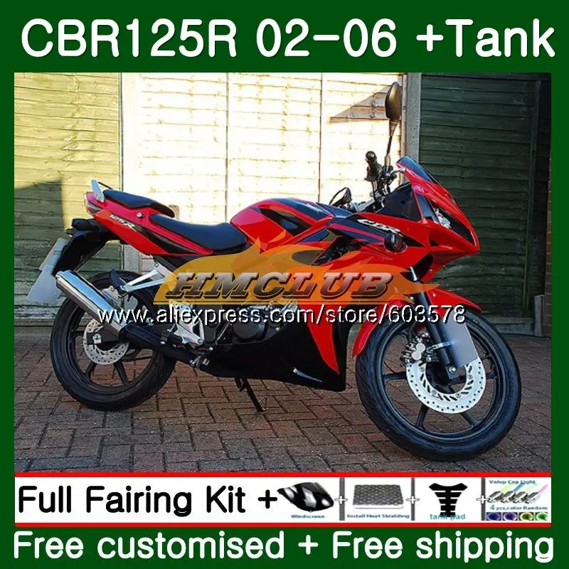 Тюнинг-пакет для HONDA CBR125R 2002 2003 2004 2005 2006 красные, черные 84CL. 50 CBR125RR CBR-125R 125CC CBR 125R 02 03 04 05 06 обтекатель