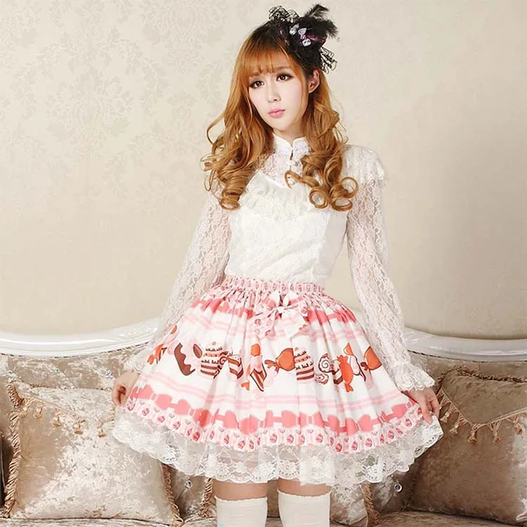 Милые Юбки принцессы в стиле Лолиты; Милая юбка принцессы; дизайн; розовые юбки для десертов; женские юбки средней длины; GZWY106