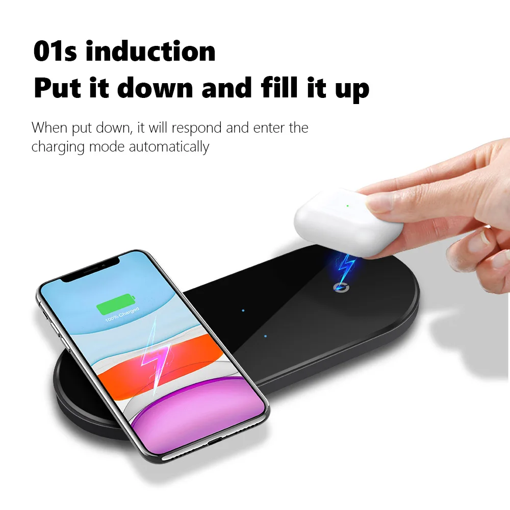 Беспроводное зарядное устройство FDGAO 20 Вт 2 в 1 для Airpods Pro iPhone 11 XS XR X 8 с двойной