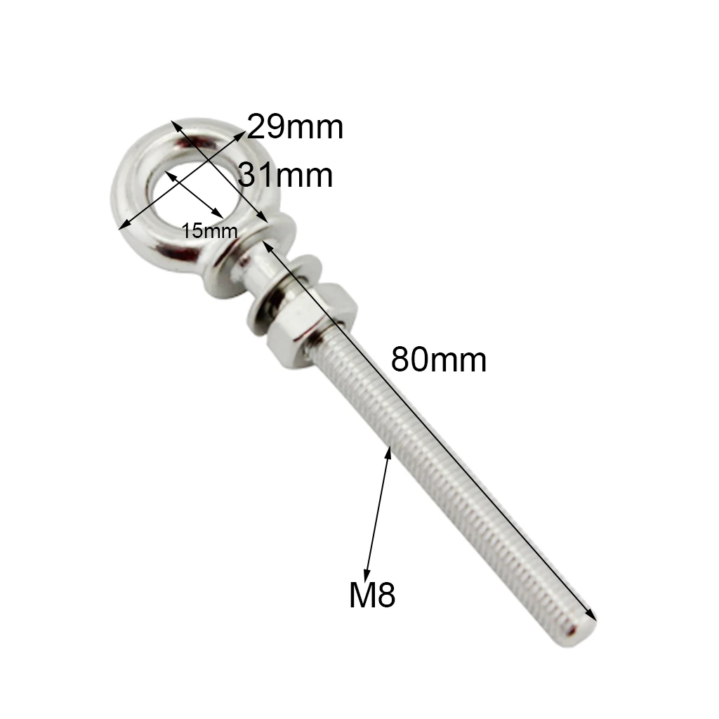 M8x80mm Нержавеющая сталь подъемный рым-болт гайка удлиненное для тяжелых условий эксплуатации